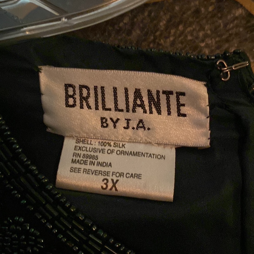 Brilliante By J.A. Vintage Pearl sequin Dark Green Party Dress 3XL - Picture 2 of 7